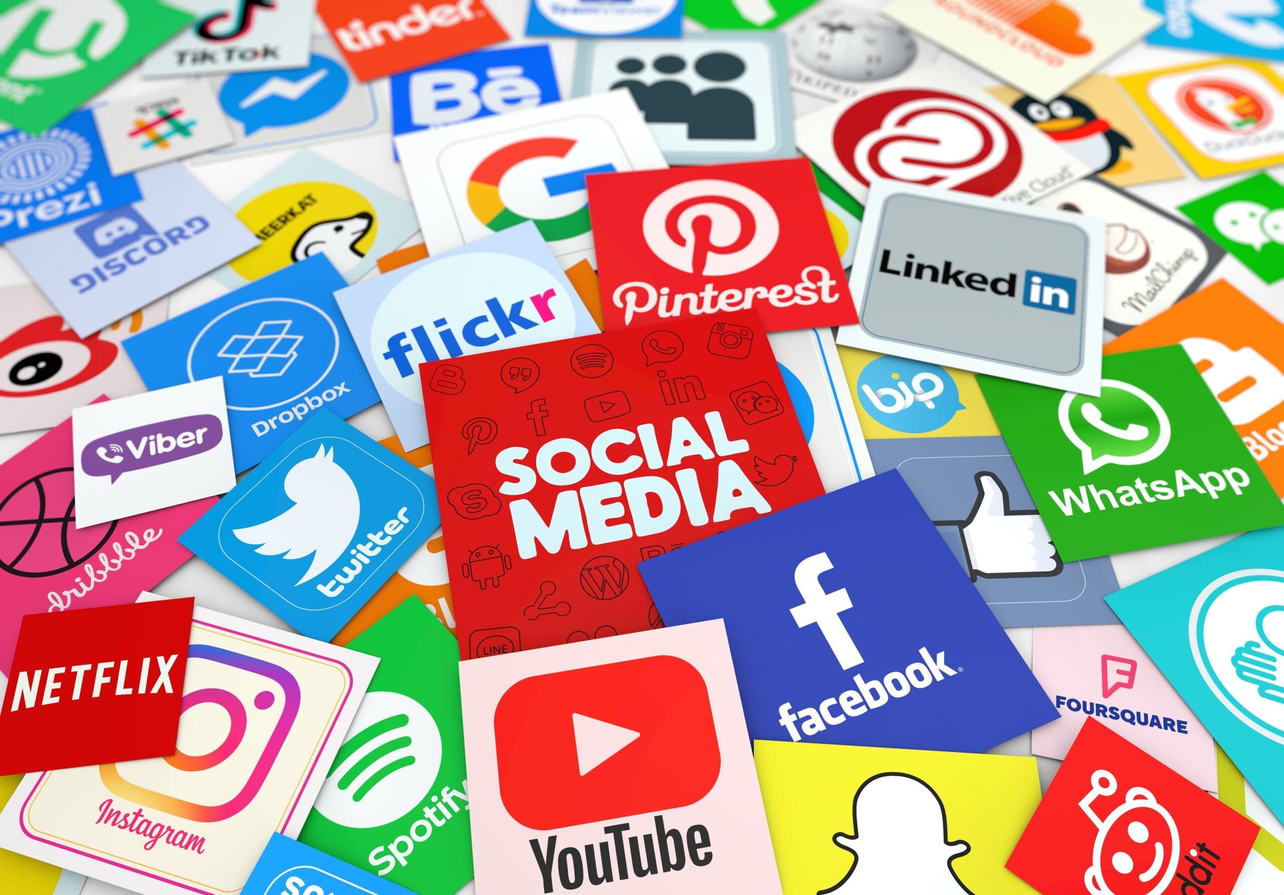 Local SEO Strategies That Drive Foot Traffic Colorful collage of popular social media app logos including Facebook, Instagram, LinkedIn, and YouTube
