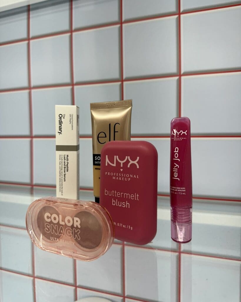Affordable ULTA makeup products featured in spring fashion and beauty trends 2026 including NYX, e.l.f., and The Ordinary